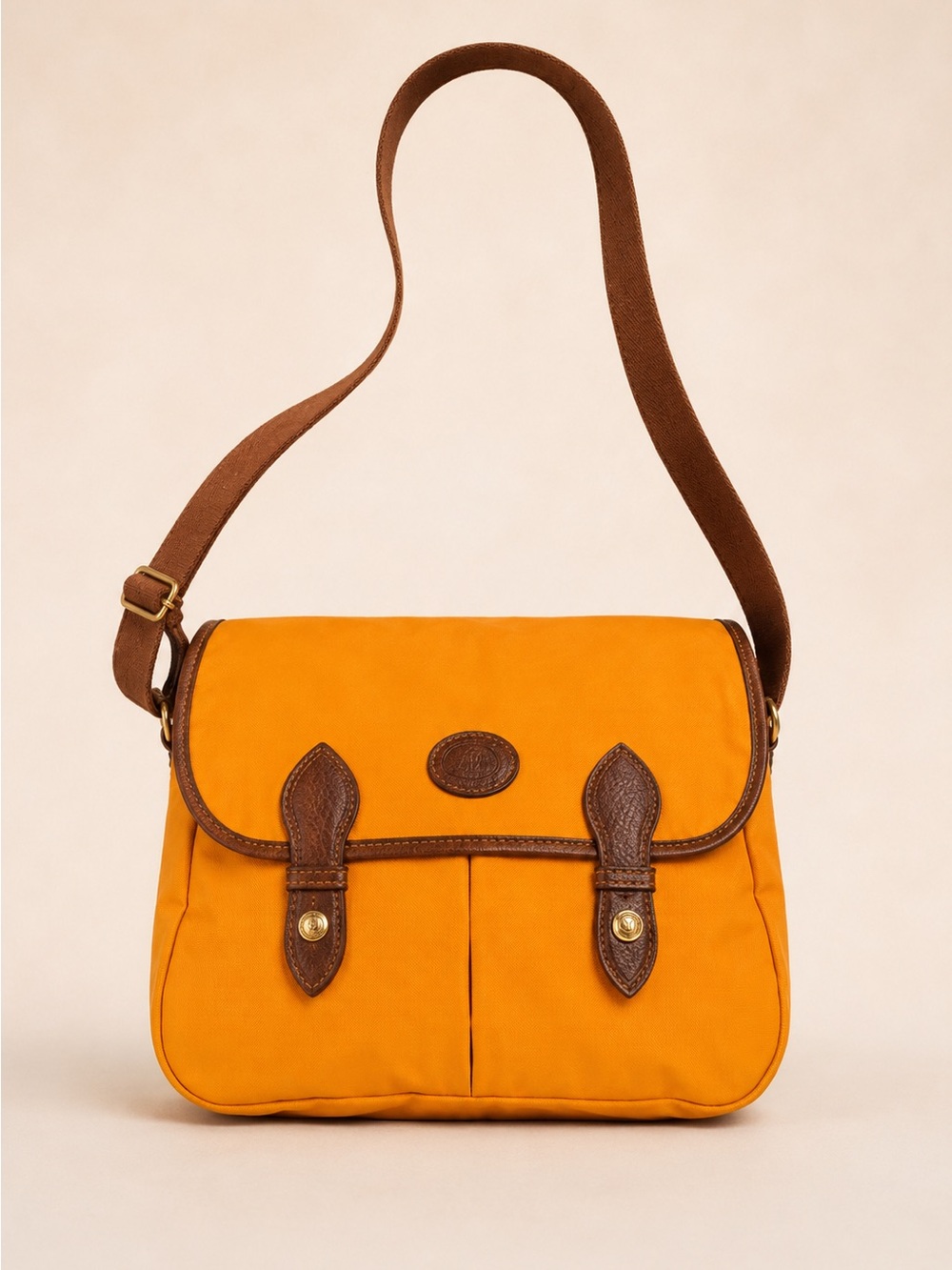 Longchamp Vintage Le Pliage Orange Nylon Messenger Crossbody Bag